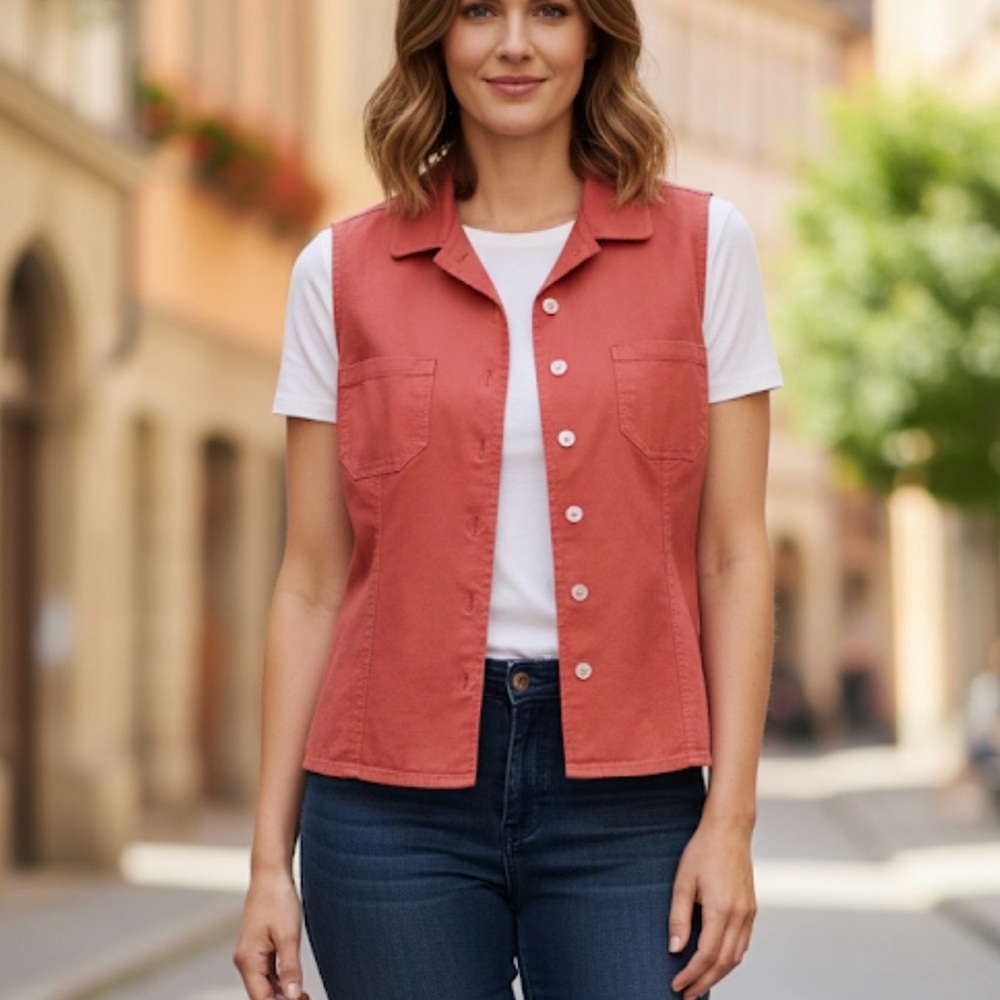 DAVID BROOKS Vintage Cotton Lined Vest, Women’s S, Orange